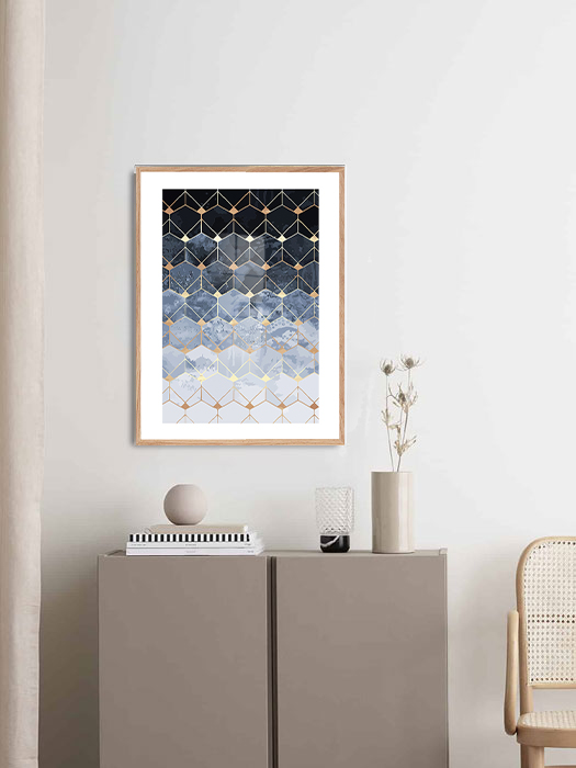 Tableau décoratif Blue Hexagons And Diamonds — DesignTab Tunisie