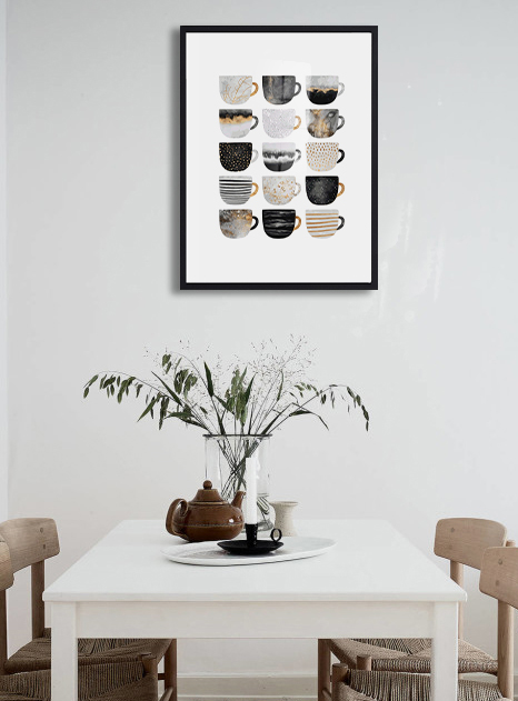 Tableau décoratif Pretty Black Cups — DesignTab Tunisie